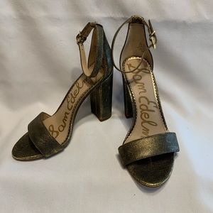 Sam Edelman leather heels gold tone ankle buckle